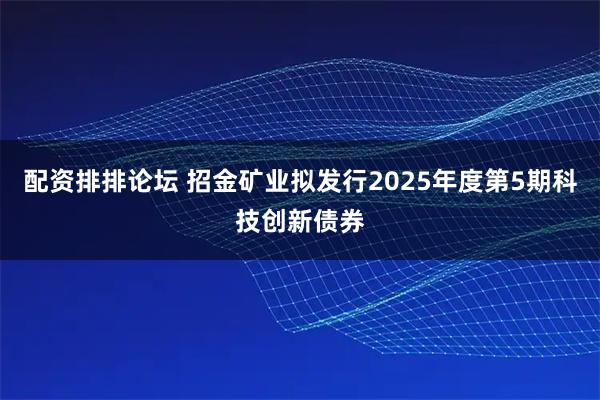 配资排排论坛 招金矿业拟发行2025年度第5期科技创新债券